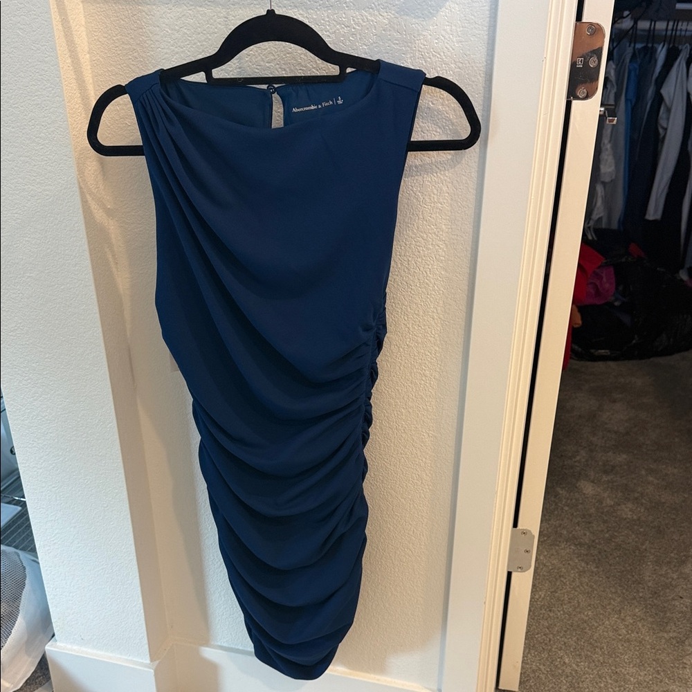 Abercrombie & Fitch Ruched Blue Mini Dress